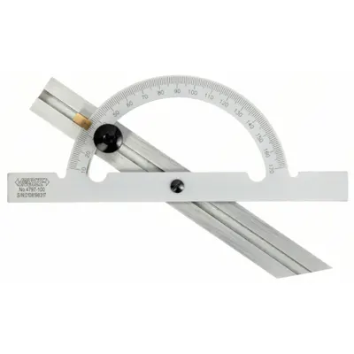 INSIZE Manual-Reading Protractor: 5 29/32 in Blade Lg, 10°to 170°, 1° Graduations - Manual-Reading Protractors