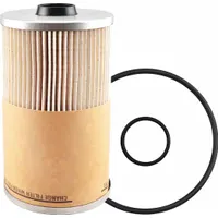 Cartridge-type diesel fuel filter with cellulose media. Includes a relief valve. Outside diameter 4 3/16 in, inside diameter 11/16 in. Interchanges with Baldwin PF7928 and FleetGuard FS19763. Used on Fleetguard trucks
