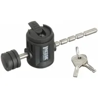 Stainless steel receiver lock designed for Class II receiver hitches. Includes two keys. Used to secure a receiver hitch on trailers or tow vehicles, helping prevent theft or accidental detachment
