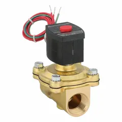 2-way, 2-position normally closed solenoid valve with 1 in pipe size and 120V AC operation. Features a watertight coil enclosure for use in industrial piping systems requiring on/off flow control of liquids or gases.