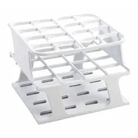 Tube Rack: 3 5/8 in Overall Wd, 4 7/8 in Overall Ht, 4 3/4 in Overall Lg, POM, White, (16) Wells (MPN HS27504A)