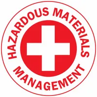 Non-reflective circle label for hard hats, 2 in diameter, printed in English. Pack of 4. Used to identify personnel involved in hazardous materials management in industrial environments