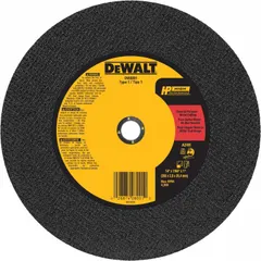 General purpose cut-off wheel for carbon and stainless steel. Type 1 design with aluminum oxide abrasive, 24 grit, and A24R grade. Dimensions: 14" diameter, 7/64" thickness, 1" arbor hole. Suitable for fabrication, maintenance, and metalworking applications requiring clean, fast cuts.