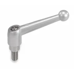 Zinc body with stainless steel thread. 1/4"-20 thread size, 39 mm length. Used for manual clamping and positioning in industrial machinery, jigs, fixtures, and workholding setups.