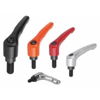 KIPP Adjustable Handle: Zinc w/ Steel Thread, M10 Thread, 60 mm Thread Lg, 95 mm Lg, Orange (MPN K0122.4102X60)