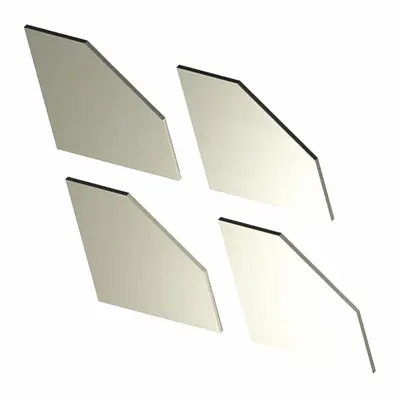 MIRREDGE Corner Plates: 4 in Overall Ht, 4 in Overall Wd, 1/8 in Overall Dp - Mirror Framing & LED Shelf Parts