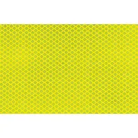 This fluorescent lime reflective tape is designed for vehicle marking applications, such as on emergency vehicles. It features an acrylic adhesive and measures 6 inches wide by 50 yards long. The tape provides high-visibility reflectivity for safety compliance