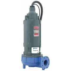 This GOULDS non-clog sewage ejector pump is designed for handling wastewater and effluent containing solids up to 3 inches in diameter. It features a cast iron impeller, horizontal discharge orientation, and is powered by a 10 hp three-phase motor rated at 460V AC with a current draw of 15.50 A. The pump is suitable for commercial and industrial applications such as lift stations and treatment plants. Switch is not included.