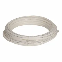 PEX Type B tubing for general plumbing applications, including hot and cold water supply lines, radiant heating, and hydronic piping. Supplied in a 100 ft coil for flexible installation with reduced need for fittings. White, 1 in diameter.