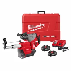 This 18V DC cordless rotary hammer uses an SDS-Plus bit system and delivers 3.6 ft-lb of impact energy. It features Hammer and Rotate mode for drilling in concrete and masonry up to 1-1/8 in diameter. The kit includes two 6.0 Ah batteries.