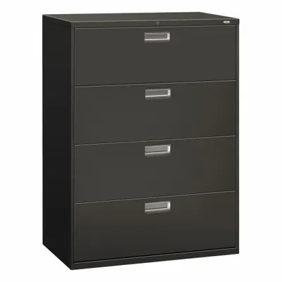HON Lateral File Cabinet with Drawer: Charcoal, 4 Drawers, 52 1/2 in Overall Ht - Lateral File Cabinets