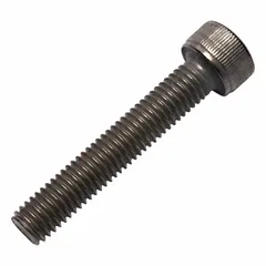 Metric system standard socket head cap screw with M8x1.25 thread, 45 mm length, Grade 2 titanium, plain finish. Head height 8 mm, drive size 6 mm. Suitable for industrial assemblies requiring corrosion resistance and light weight, such as in aerospace, marine, and chemical processing equipment.