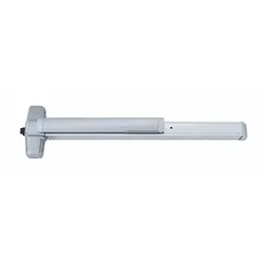 This rim-type exit device features a stainless steel construction and a touchbar style for push-bar egress operation. Designed for doors up to 4 ft wide, it provides a means of safe, code-compliant exit in commercial and industrial buildings.