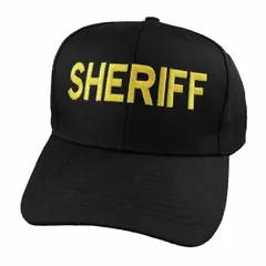 This brim hat is made from black cotton twill. It is a universal-fit style intended for costume, uniform, or theatrical use. The design provides a classic western law-enforcement appearance suitable for events, reenactments, or display.