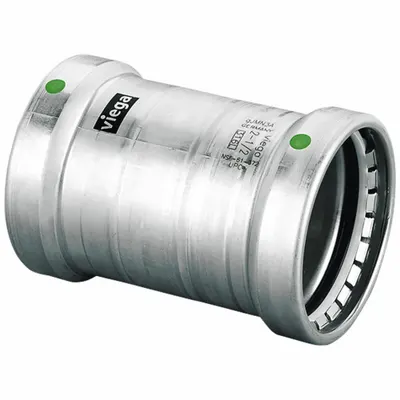 VIEGA MEGAPRESS Press-Fit Coupling, 2-1/2 in, Stainless Steel - Potable Water Stainless Steel Press Fittings