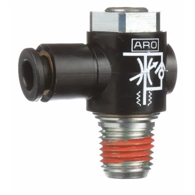 ARO Cylinder Port Flow Control Valve: Elbow Fitting, Screwdriver Slot/Thumb Screw - Elbow-Style Speed Control Valves