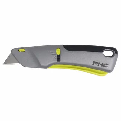 PACIFIC HANDY CUTTER, INC Safety Knife: 7 in Overall Lg, Rubberized, 3/4 in Overall Wd - Automatic Retracting Utility Knives