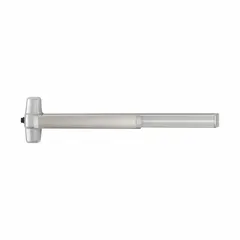 This VON DUPRIN exit device is a rim-type touchbar with a lever outside trim, finished in gray. It is designed for commercial doors requiring push-bar egress, such as in schools, offices, and retail stores. Not ADA compliant and not ligature-resistant.