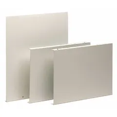 Steel vent enclosure designed for top mounting on gas wall and ceiling heaters. Compatible with wall furnaces, this component directs exhaust safely. Manufacturer part number 9836.