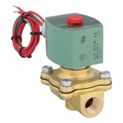 This 2-way, 2-position normally closed solenoid valve from REDHAT features a 3/8 in pipe size and operates on 12V DC. The watertight coil enclosure suits applications requiring protection from moisture. Designed for high flow, it is used in fluid control systems for on/off regulation of liquids or gases.