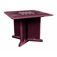 This square table features an X-base design and a game top included surface in burgundy. Overall dimensions are 42 inches wide by 42 inches deep. Suitable for break rooms, cafeterias, or recreational areas in industrial or commercial settings