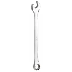This metric 6-point combination wrench has a 10 mm head size and an overall length of 6 3/4 inches. The chrome finish provides corrosion resistance. It is used for tightening or loosening metric hex fasteners in automotive, machinery, and general assembly applications.