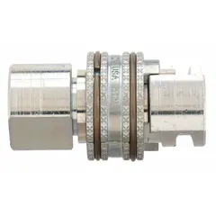 This push-to-connect air coupling body features a 1/2" FNPT thread and 1/2" hose fitting size. Constructed for use in pneumatic systems, it enables tool-free connection and disconnection of air lines. Suitable for industrial applications requiring quick and secure coupling.