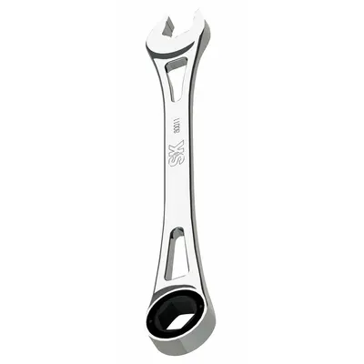 SK PROFESSIONAL TOOLS Combination Wrench: Alloy Steel, Chrome, 17 mm Head Size - Metric 6-Point Ratcheting Combination Wrenches