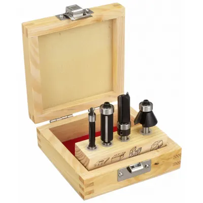 OEM Carbide-Tipped Router Bit Set, 4-Piece, Flush Trim/Panel/Pattern - Carbide-Tipped Router Bit Sets