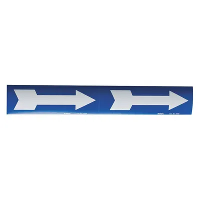 BRADY Pipe Marker: Blue, White, 12 in Wd, Vinyl, 12 in Roll Wd - Pipe Marker Directional Flow Arrows