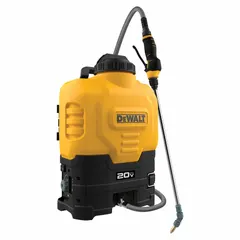 This battery-powered compressed air sprayer is designed for garden and agriculture use. It features a 4-gallon mix-in-tank capacity and is compatible with fertilizer chemicals. Suitable for applying liquids in outdoor settings.