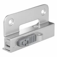 This dual-action window opening control device is constructed from stamped steel with a polished chrome finish. It is designed for right-hand installation and measures 2 3/8 inches in length and 1 11/32 inches in width. Suitable for operating windows in commercial and industrial buildings to control ventilation