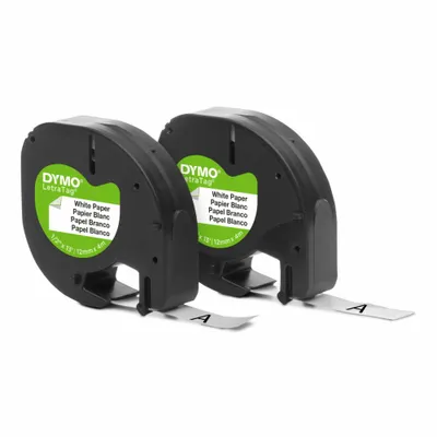 DYMO Combined Label and Ribbon Cartridge: 1/2 in x 13 1/8 ft, Paper, White (Gloss) - Dymo Thermal Transfer Continuous Label Roll Cartridges