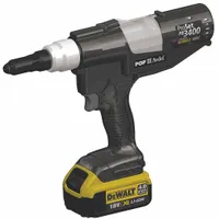 POP AVDEL Rivet Tool: 2 Batteries, 1 Charger, 1 3/16 in Stroke Lg, 4,047 lbf Pulling Force, Li-Ion (MPN PB3400)