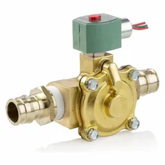This 2-way/2-position normally closed solenoid valve from REDHAT features a 1/2 in pipe size and operates on 110V AC (120/60, 110/50 Hz). The watertight coil enclosure protects the solenoid in damp environments. Typical applications include on/off control of water, air, or light oil in industrial automation, irrigation, and process control systems.