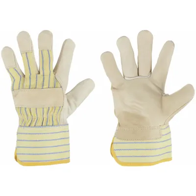 BDG Leather Gloves: Premium, Work Glove, Cowhide, Wing Thumb, Safety Cuff, Cotton Fleece - Work Gloves
