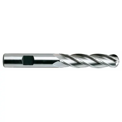 YG-1 Ball End Mill: Cobalt, TiN Coated, 4 Flute, 1/4" Mill Dia, 1-1/4" LOC - General Purpose Cobalt Ball End Mills
