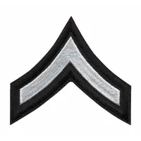 HEROS PRIDE Embroidered Patch: PFC, 3 in, Black/White, Polyester/Rayon, Rank Insignia, 1 PR (MPN 5400P)