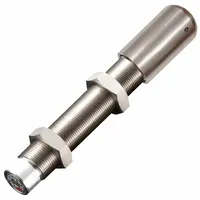 Steel industrial shock absorber rated at 33.2 N force. Used to decelerate and dampen impact loads in automated machinery, packaging lines, and material handling systems, protecting equipment from mechanical shock and vibration