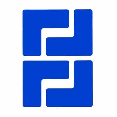 BRADY Floor Marking Tape: L, Solid, Blue, No Legend, 2 in x 5 in, 8 mil Tape Thick - L-Shaped Floor Marking Tape