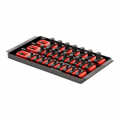 ERNST MANUFACTURING Socket Organizer: Red, 5 5/16 in Overall Wd, 25 Posts/Slots - Socket Rails & Trays