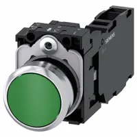 SIEMENS Flush Push Button Operator: Non-Illuminated, Flush Profile, Non-Metallic, 22 mm, 1NO/1NC (MPN 3SU1150-0AB40-1FA0)