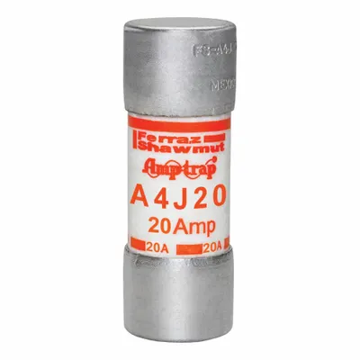 MERSEN Fuse: A4J Series, Class J, Cylindrical Body, Fast-Acting, 20 A, 600 V AC - Fast-Acting Cylindrical Fuses