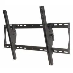Wall-mounted tilting television mount constructed from steel with a black fused epoxy finish. Designed for screens 39 to 75 inches with a maximum load of 175 lb. Includes mounting hardware; swivel is fixed at 0°. Suitable for reducing glare in home theater or commercial display installations.
