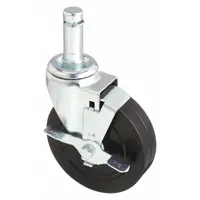 APPROVED VENDOR Stem Caster: Swivel, Side Brake, 5 in Wheel Dia., 1 1/4 in Wheel Wd, Rubber, Rubber