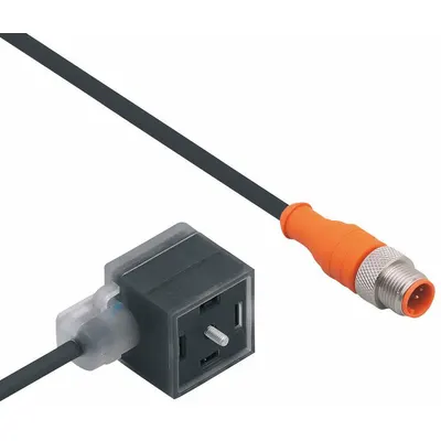 IFM Patch cable: M12 Male Straight x DIN Form A, 2 m Cable Lg, PUR/PVC, 5 Pins - DIN Form A Solenoid Connector x M12 Cordsets
