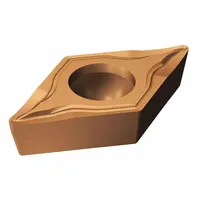 Diamond-shaped indexable turning insert for external and internal turning operations. Suitable for finishing and light roughing of steel and cast iron workpieces. Provides good surface finish and edge security