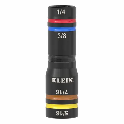 KLEIN TOOLS Impact Quad Flip Socket SAE: 1/4 in Drive Size, Small Set (0-50 pieces) Set Size - Flip Socket Sets