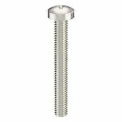 Pan head machine screws with M2.5x0.45 thread, 20 mm length, made from 18-8 stainless steel with plain finish. Phillips drive with #1 drive size. Suitable for fastening metal parts in machinery, electronics, and equipment assemblies where a low-profile, rounded head is desired. Supplied in a 100-piece pack.