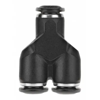 AIGNEP USA Push-Fit Tee Fitting: 12 mm OD x 12 mm OD x 3/8 in Pipe Size, Nylon - Nylon & Nickel-Plated Brass Tube Fittings
